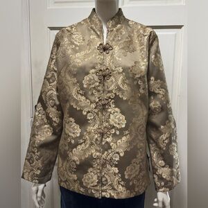 DB SPORT Vintage Elegant Gold Brocade Long Sleeve Women's Jacket